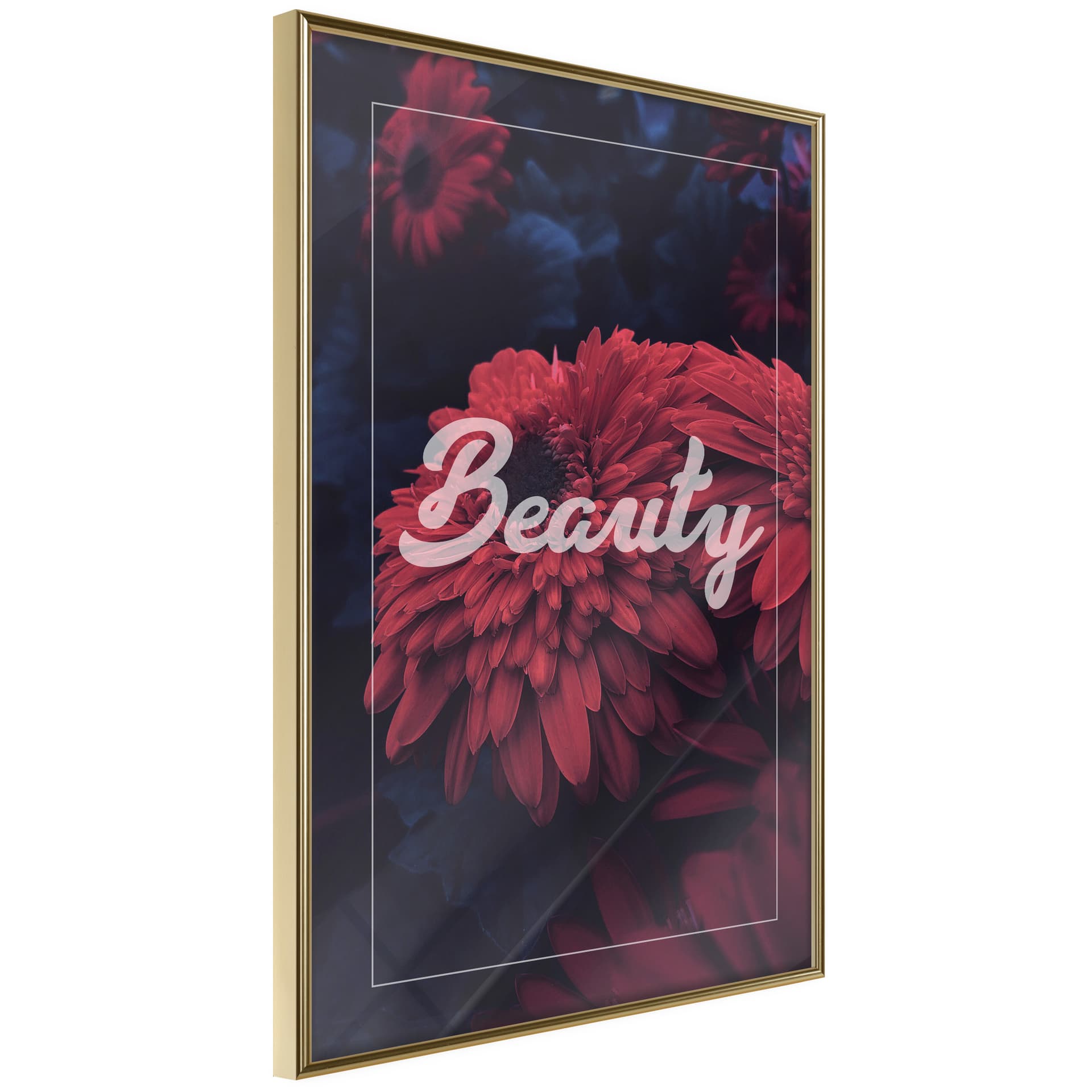 Plakat - Piękno kwiatów (rozmiar 40x60, wykończenie Rama złota z passe-partout)