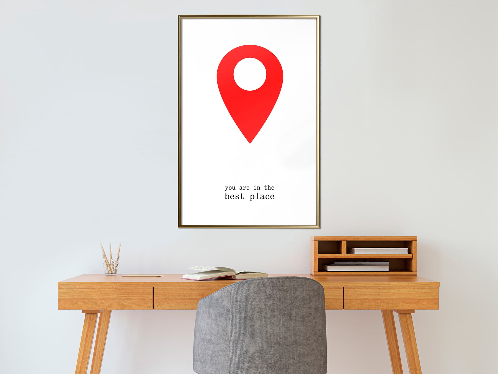 Plakat - Najlepsza lokalizacja (rozmiar 40x60, wykończenie Rama złota z passe-partout)