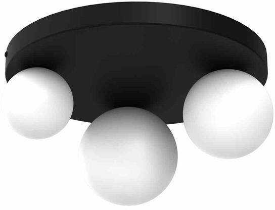 Nowoczesna lampa sufitowa BIBIONE, MLP8390, czarna z białymi kloszami, 3x25W G9