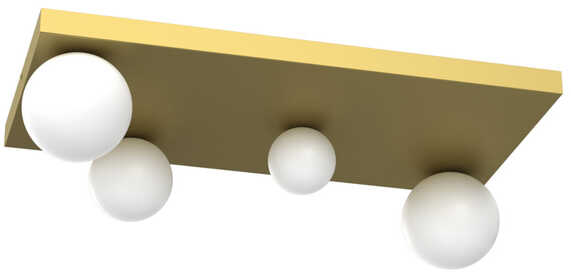 Nowoczesna lampa sufitowa BIBIONE GOLD, MLP8396, złota z białymi kloszami, 4x25W G9