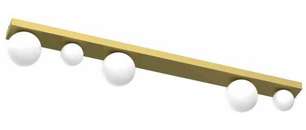 Nowoczesna lampa sufitowa BIBIONE GOLD, MLP8398, złota z białymi kloszami, 5x25W G9