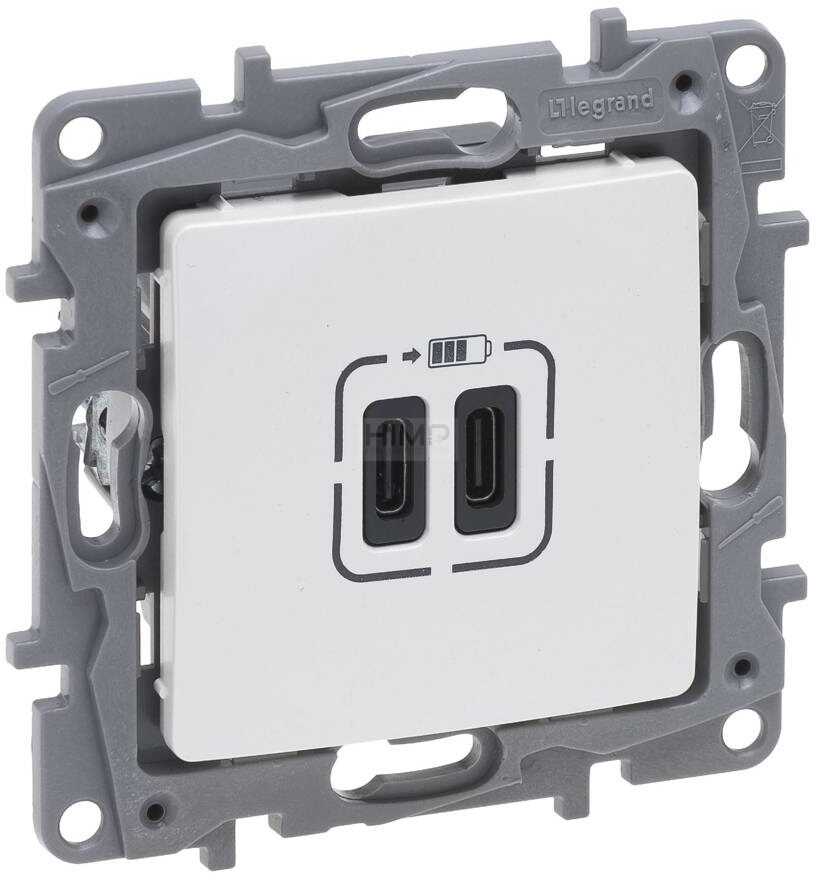 Legrand Gniazdo podwójne USB Niloe Selection 762495 typ C+C 3 A perła