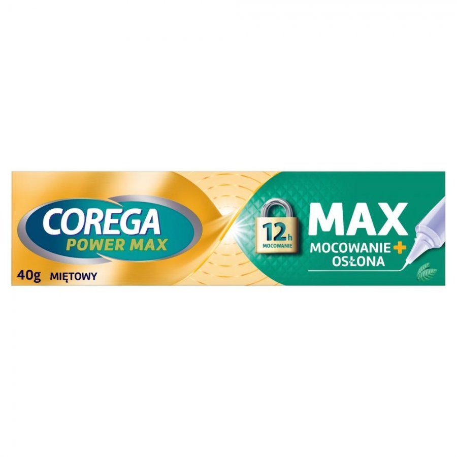 Corega Power Max Mocowanie + Osłona o smaku miętowym krem do protez  40 g