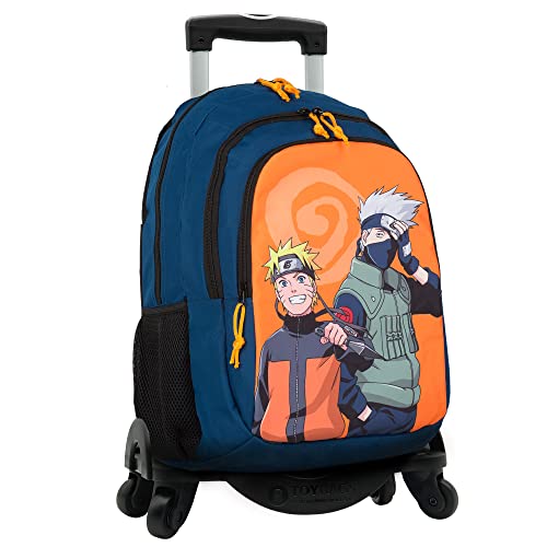 Plecak szkolny Naruto + Toybags Wózek na 4 kółkach obrotowych - Plecak dwukomorowy z kieszenią przednią, kieszeniami bocznymi, uchwytem na komputer i wyściełanym wnętrzem - 19 × 31 × 42 cm - Toybags