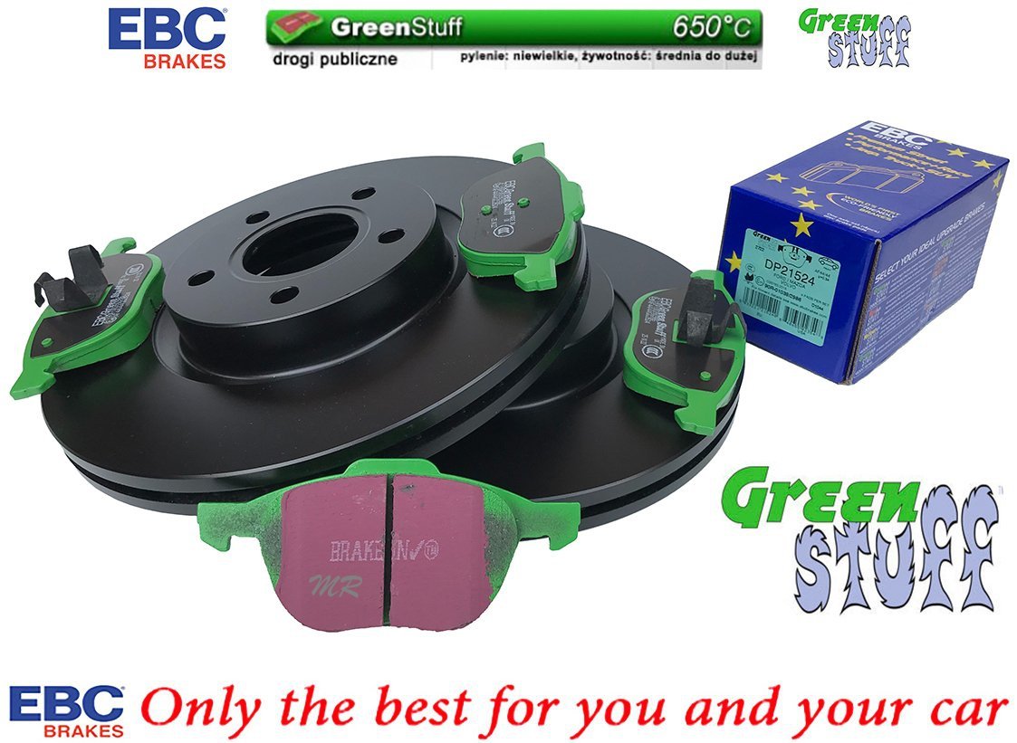 Przednie klocki GreenStuff + tarcze hamulcowe 300mm EBC seria Premium Ford Kuga FWD 2013-2019