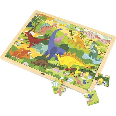 VIGA 44584 Puzzle na podkładce 48 elementów poznajemy dinozaury 3998