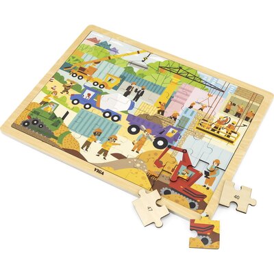 VIGA 44585 Puzzle na podkładce 48 elementów poznajemy maszyny budowlane 3999