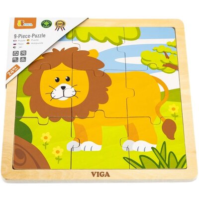 VIGA 51442 Puzzle na podkładce 9 elementów - lew