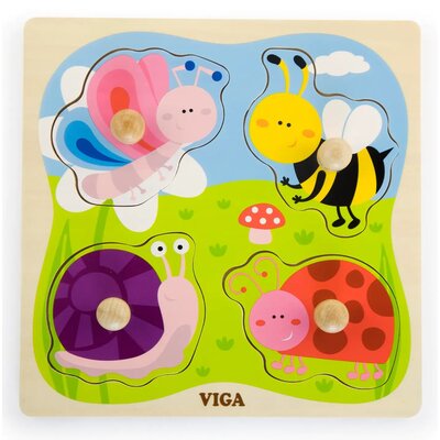 VIGA Toys Drewniane Puzzle z Pinezkami Owady