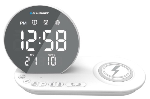 Radiobudzik FM z ładowarką indukcyjną LED USB Blaupunkt CR85WH CHARGE