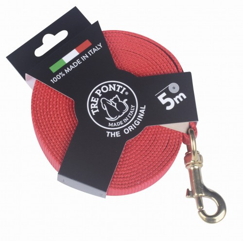 TRE PONTI Smycz treningowa dla psa 5m CZERWONA