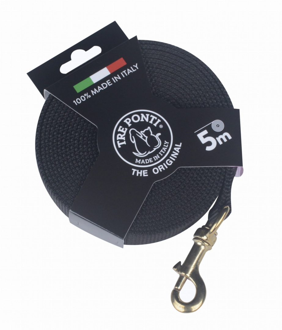 TRE PONTI Smycz treningowa dla psa 5m CZARNA