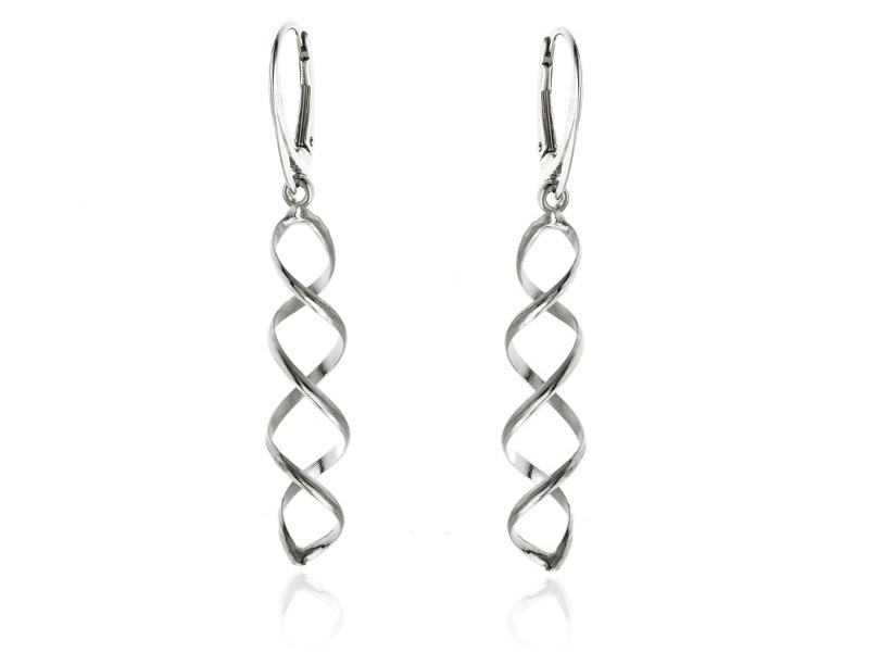 Eleganckie długie wiszące srebrne kolczyki sprężynki spirale spiralki srebro 925 K3243