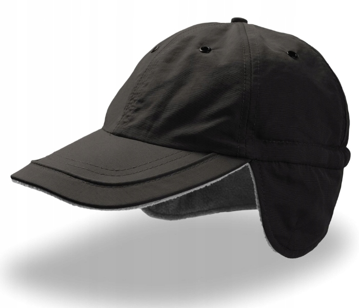 Czapka Bejsbolówka Techno Earflap z Teflon, czarny, One Size