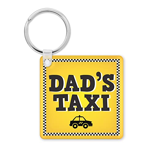 Zabawna nowość brelok prezent | Ojciec breloczek praca kolega opuszczający pracę prezent | Taxi taty | Kluczowe akcesorium żart | KBH164, multi, 5.8cm x 5.8cm