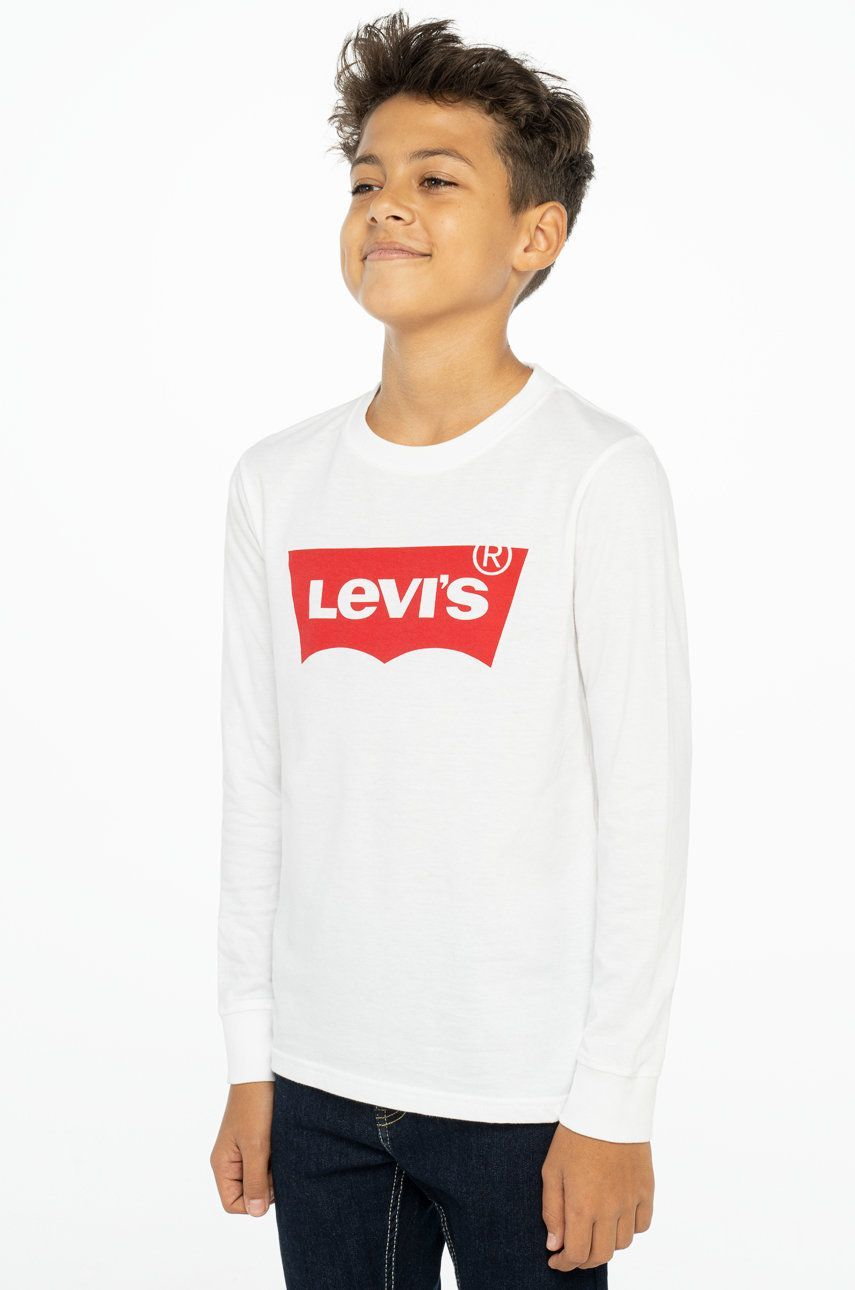Bluzki dla chłopców - Levi's Longsleeve dziecięcy kolor biały z nadrukiem - grafika 1