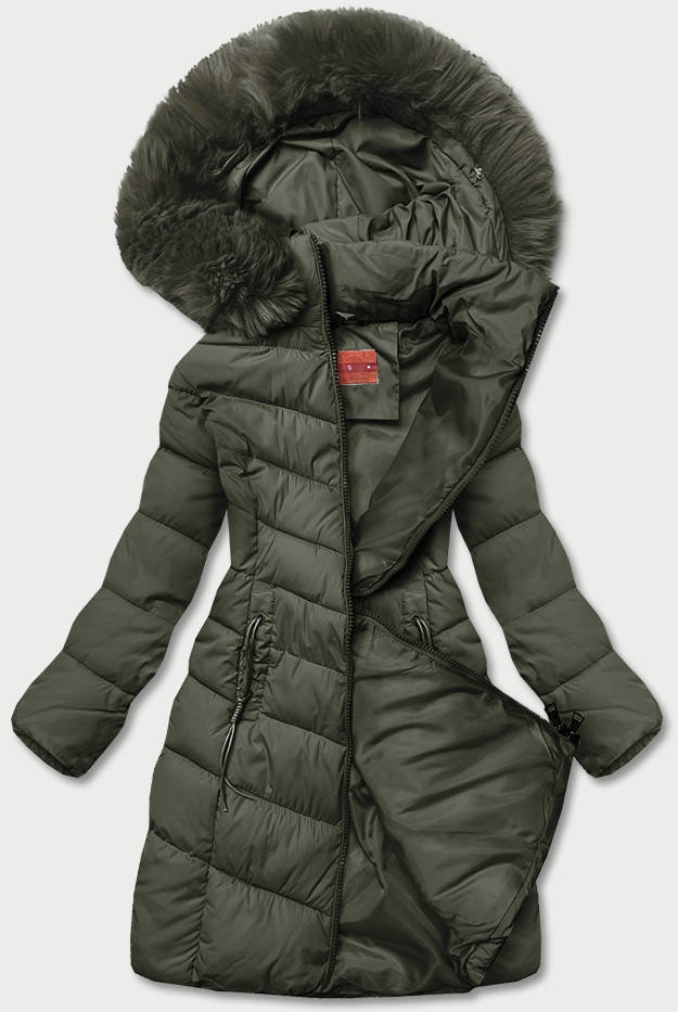 ZIMOWA KURTKA Z KAPTUREM KHAKI (TY045-29) - YES!PINK