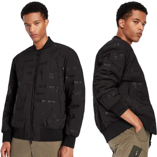 Armani Exchange Męska kurtka bomber All Over Logo Print Jacket, Navy City AO/Navy, ekstra duża