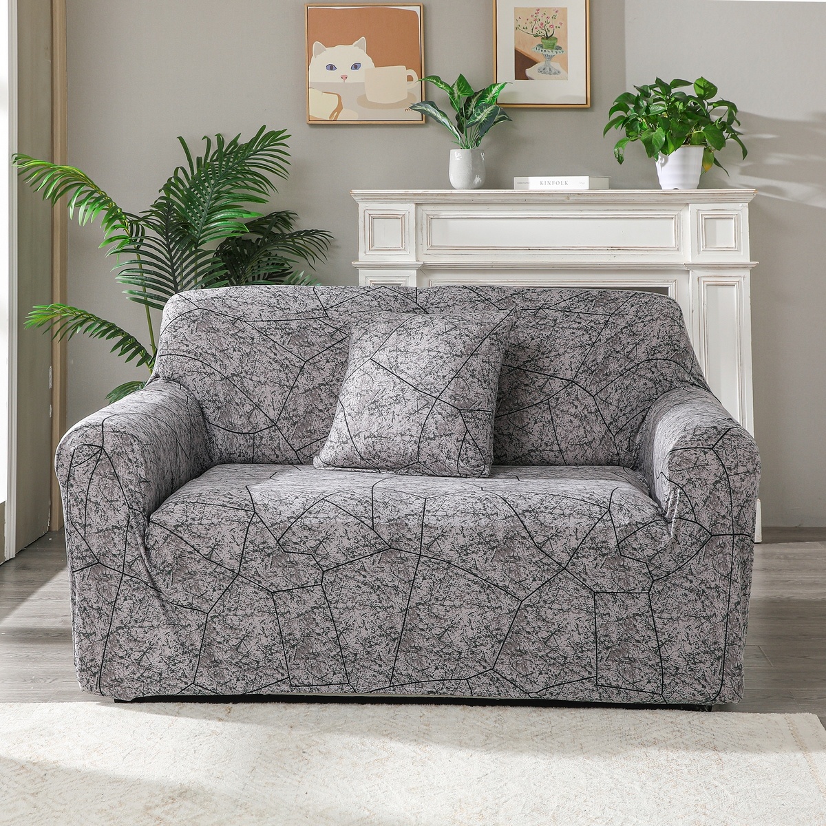 4Home Pokrowiec elastyczny na fotel Stone, 90 - 140 cm, 90 - 140 cm