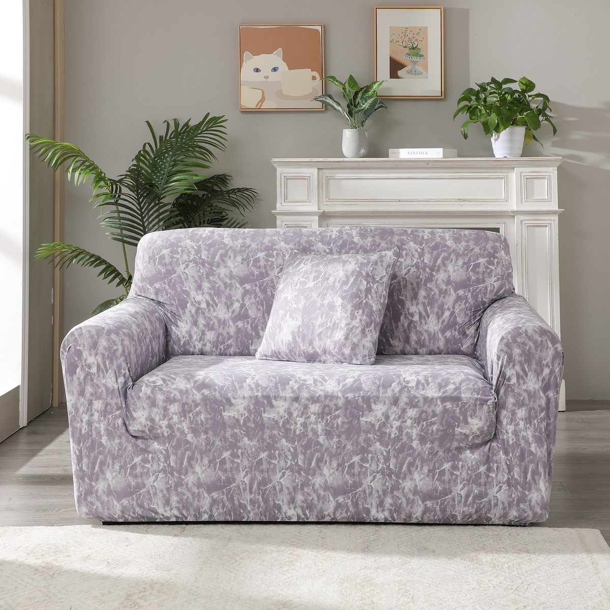 4Home Pokrowiec elastyczny na fotel Marble, 90 - 140 cm, 90 - 140 cm