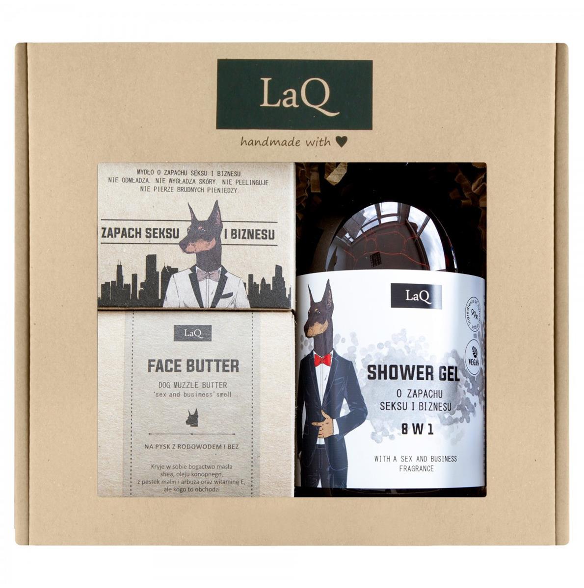LAQ LaQ Zestaw prezentowy dla mężczyzn Doberman (żel pod prysznic 500ml+olejek na twarz 30ml+mydło kostka 85g+szampon 300ml) 1op. 130621