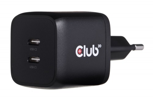 Ładowarka Club3D CAC-1909EU Travel Charger PPS 45W GAN technology, Dual port USB Type-C, Power Delivery(PD) 3.0 Support