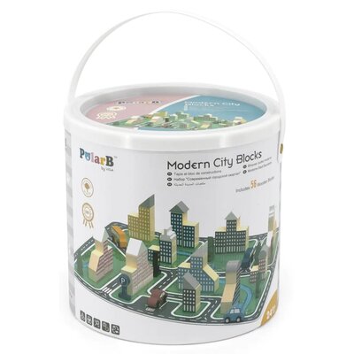 VIGA TOYS PolarB Drewniana Makieta z Klockami Miasto 56 el. 44040