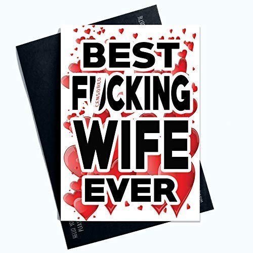 Karty z napisem 'Rude Walentynki' śmieszne kartki z życzeniami dla niej 'Best Wife Ever Profanity' dla niej walentynkowa kartka dla żony narzeczonej LGBTQ prezenty komedia PC728