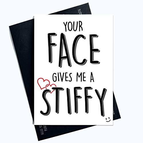 Zabawne niegrzeczne kartki 'Your Face Give Me A Stiffy' walentynkowa kartka urodzinowa żart PC988