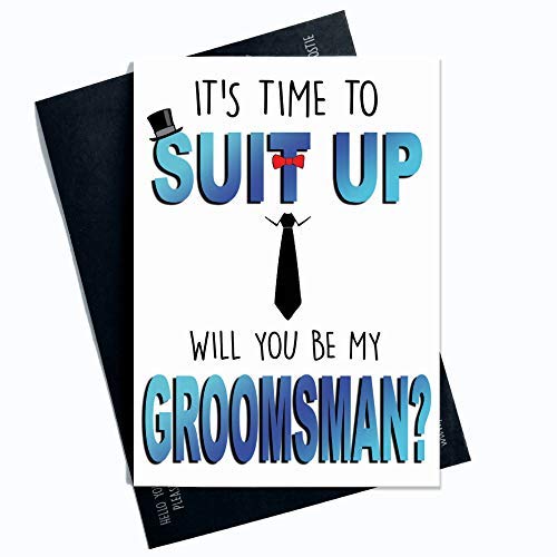 Zabawna karta drużbów karty drużbów 'It's Time to Suit Up Will You Be My Groomsman najlepszy przyjaciel świadek karta ślubna PC527
