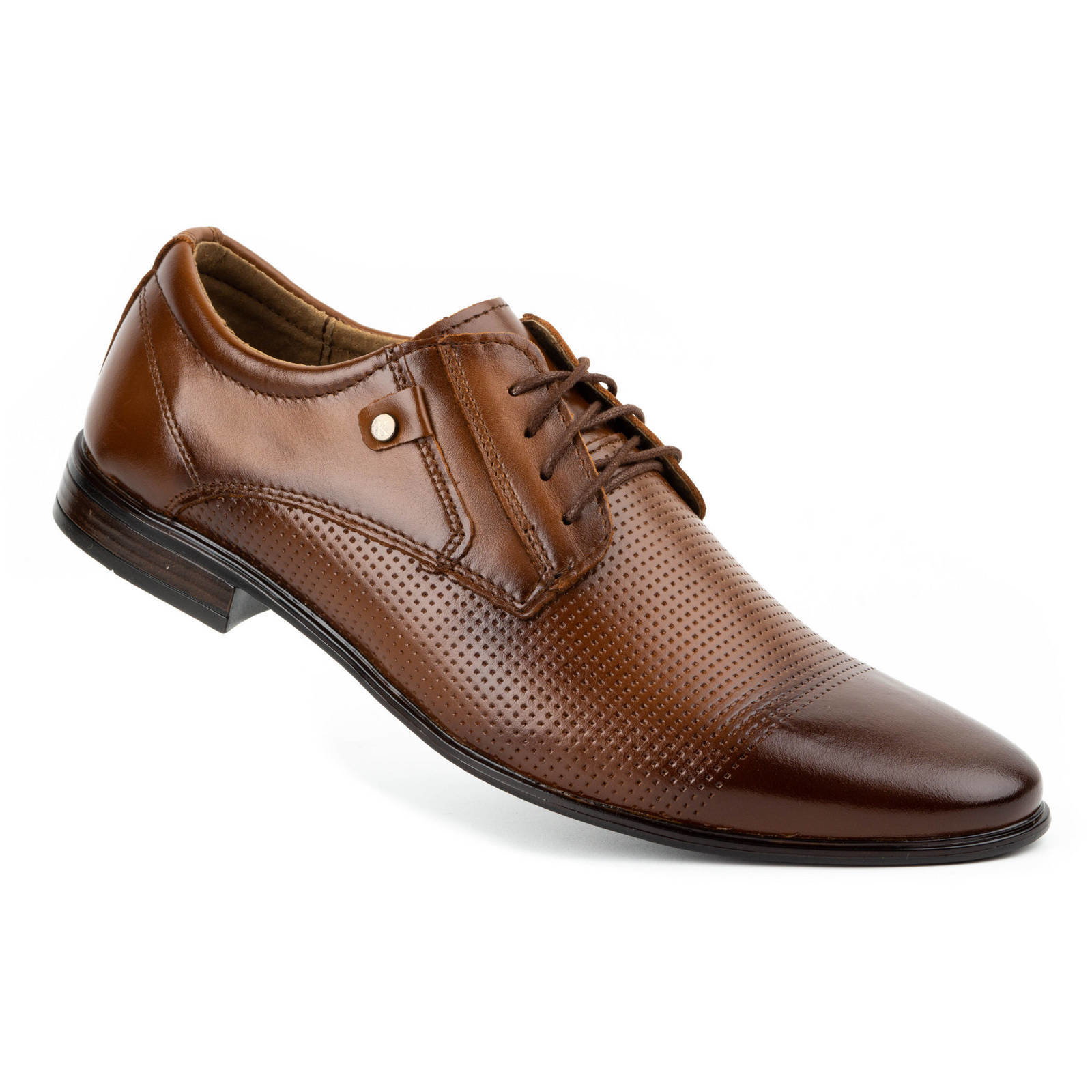 Buty wizytowe skórzane męskie 850KL brązowe - Komodo
