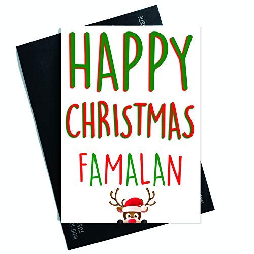 Zabawne rodzinne kartki świąteczne 'Happy Christmas' 'Famalan Merry Christmas' kartki świąteczne ciocia karty wujka kartki Boże Narodzenie mama tata kartki PC559