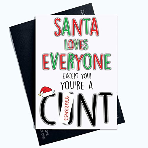 Zabawne niegrzeczne kartki świąteczne Mikołaj myśli, że jesteś C*nt karta przyjaciel Boże Narodzenie koledzy karta chłopak świąteczna kartka 'Merry Xmas banter żarty PC657