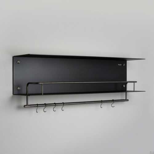 Półka z wieszakami Hanger Shelf Czarna z gun metal