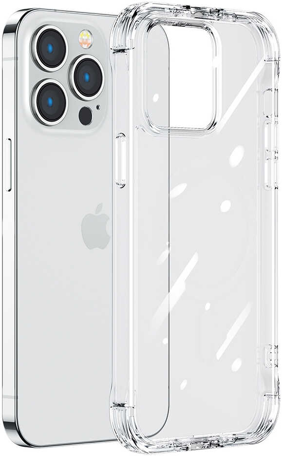 Joyroom Defender Series etui pokrowiec do iPhone 14 Plus pancerna obudowa z haczykami podstawką przezroczysty (JR-14H3)