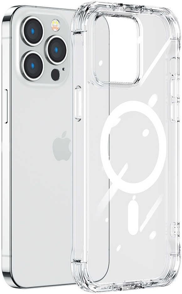 Joyroom Magnetic Defender magnetyczne etui do iPhone 14 pancerny pokrowiec z haczykami podstawką przezroczysty (kompatybilne z MagSafe)