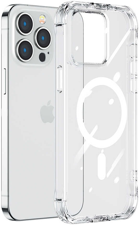 Joyroom Magnetic Defender magnetyczne etui do iPhone 14 Pro pancerny pokrowiec z haczykami podstawką przezroczysty (kompatybilne z MagSafe)