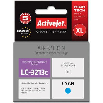 ActiveJet Tusz AB-3213CN do drukarki Brother Zamiennik Brother LC3213C Supreme 7 ml błękitny