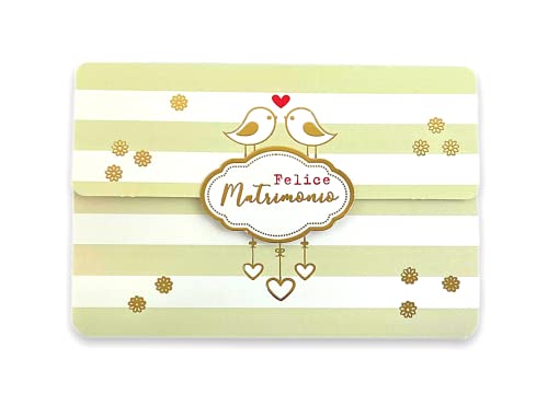 LINA REATYWNE GRAFICZNE OFIKACJE HBGFTBqcb, Bilet z życzeniami na prezent ślubny Ślubny w zestawie - zapięcie magnetyczne, 11.50 x 16.50 cm, Ptaki, 1 miejsce