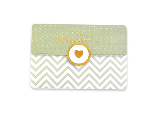 LINA REATYWNE GRAFICZNE OFIKACJE HBGFTBqcb Bilet z życzeniami ślubnymi Uchwyt na pieniądze, wewnętrzna koperta na prezent ślubny w zestawie - Magnetyczne zamknięcie, 11.50 x 16.50 cm, serce złoto