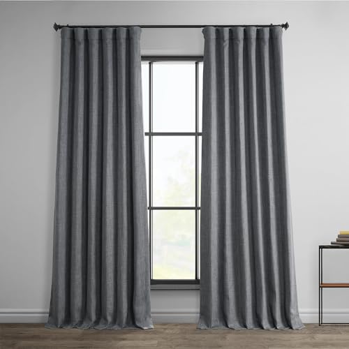 Half Price Drapes Zasłona zaciemniająca ze sztucznego lnu, ciemny żwir, 50 x 96