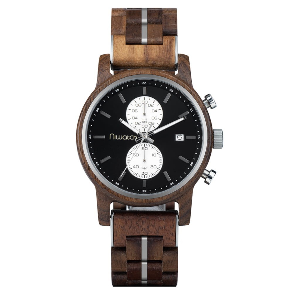 Męski zegarek drewniany Niwatch CHRONO - ORZECH
