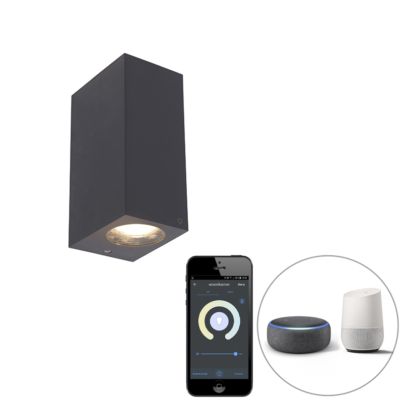 QAZQA Inteligentna lampa ścienna szara z tworzywa sztucznego 2 Wi-Fi GU10 - Baleno