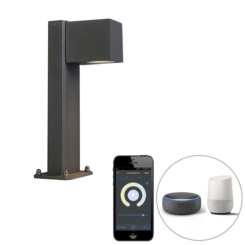 QAZQA Inteligentna stojąca lampa zewnętrzna antracytowa 30 cm IP44 z Wifi GU10 - Baleno