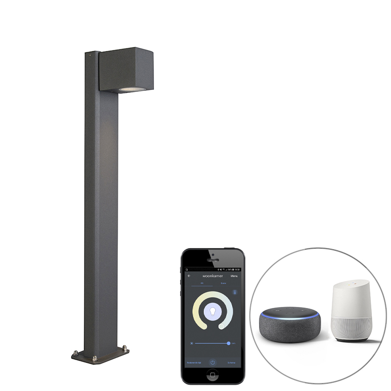 QAZQA Inteligentna stojąca lampa zewnętrzna antracytowa 65 cm IP44 z Wifi GU10 - Baleno