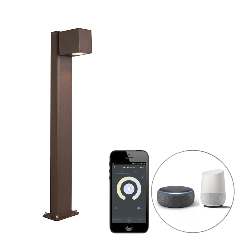 QAZQA Inteligentna stojąca lampa zewnętrzna rdzawy brąz 65 cm IP44 z Wifi GU10 - Baleno