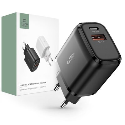 Ładowarka sieciowa TECH-PROTECT C20W PD20W/QC3.0 Czarny