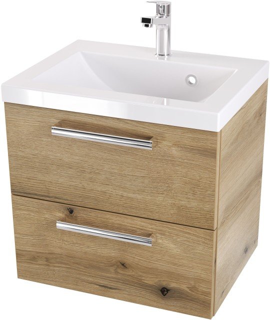 Szafka z umywalką typu loft 50 ATH DC -Drewnodekor mat - Uchwyt Chrom