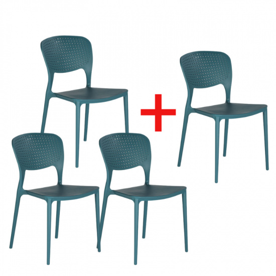 Plastikowe krzesło do jadalni EASY 3+1 GRATIS, niebieskie
