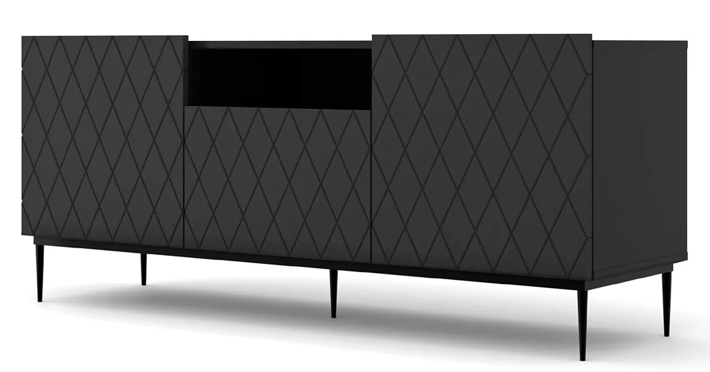 Szafka rtv czarny mat + czarna rama E5-K10